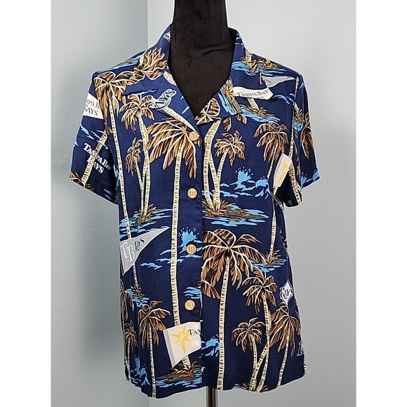 Tampa Bay Rays Reyn Spooner Shirt Medium Blue Button Up MLB Baseball Hawaiian - Picture 1 of 10